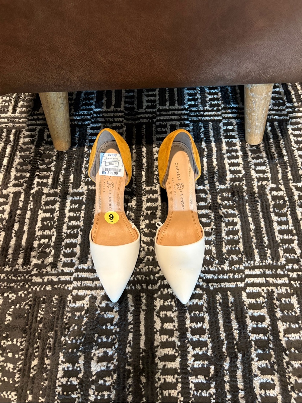 Chinese Laundry Two-Tone D'Orsay Pumps in White and Orange